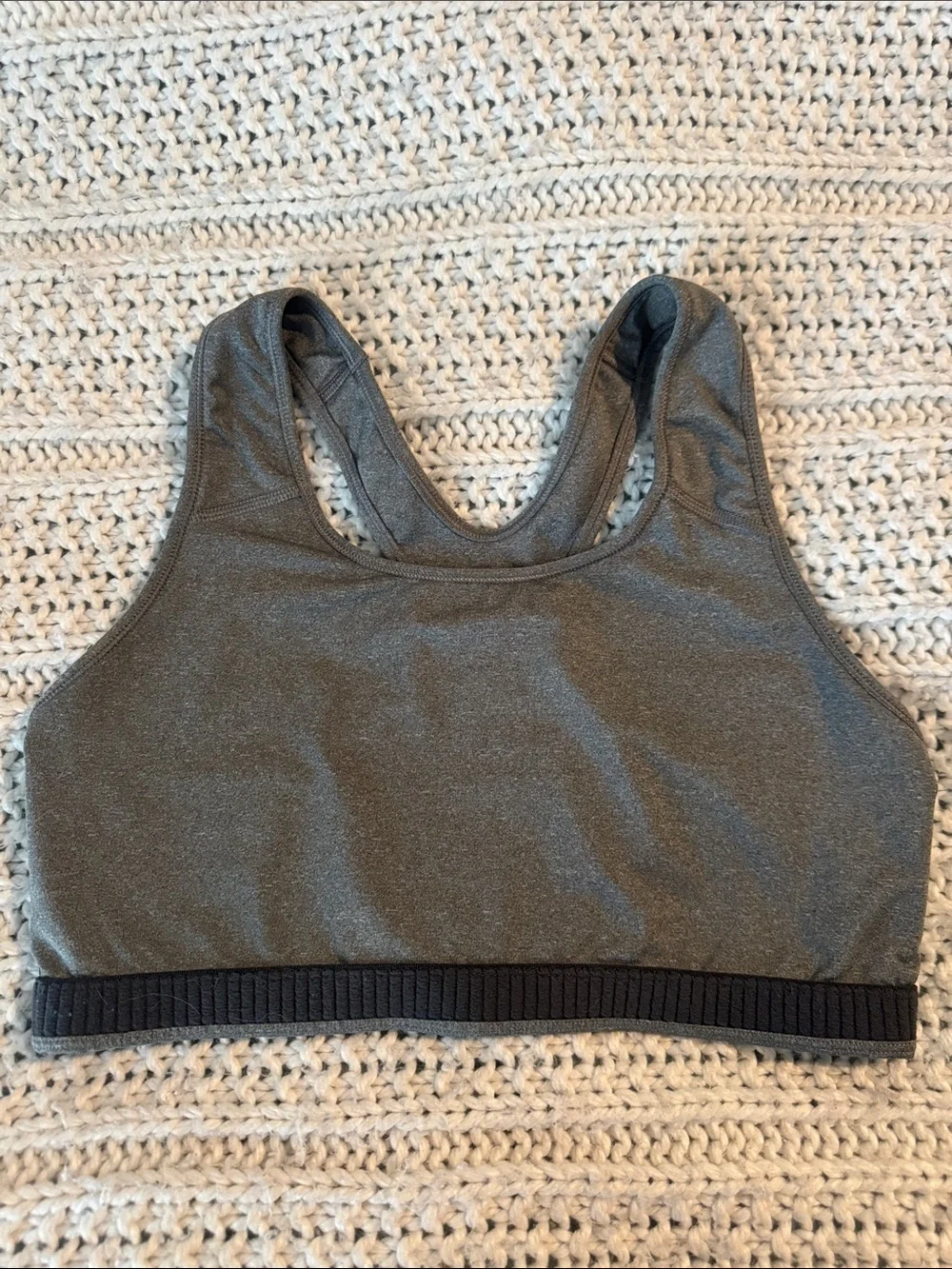 Nike Gray Racerback Sports Bra with Black Swoosh